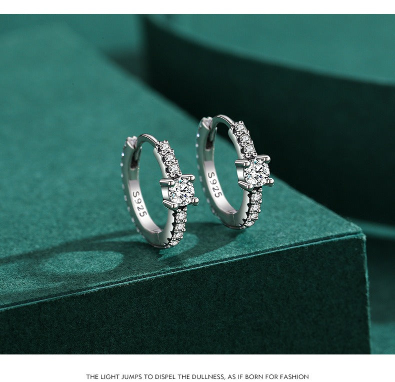 OliyaDesign S925 Silver Turquoise Hoop Earrings