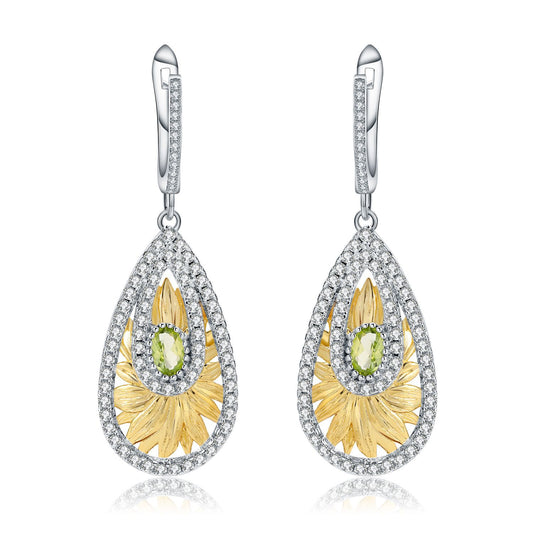 OliyaDesign Italian Craftsmanship, Natural Design, 925 Sterling Silver Natural Olive Earrings