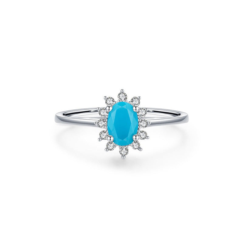 OliyaDesign Crown-Shaped Oval Turquoise Ring