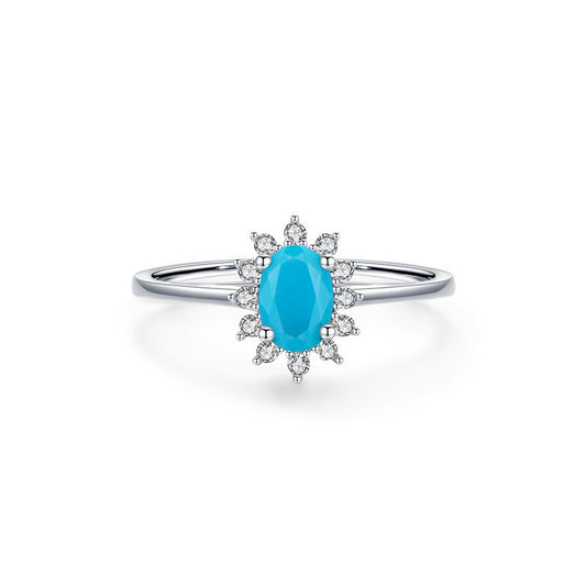 OliyaDesign Crown-Shaped Oval Turquoise Ring