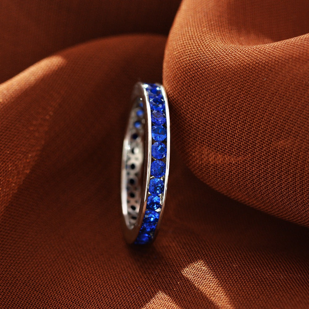 OliyaDesign 2.25mm Round S925 Silver Ring Set With Rubies