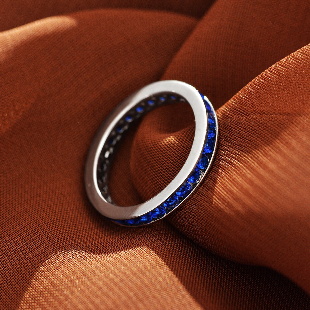 OliyaDesign 2.25mm Round S925 Silver Ring Set With Rubies