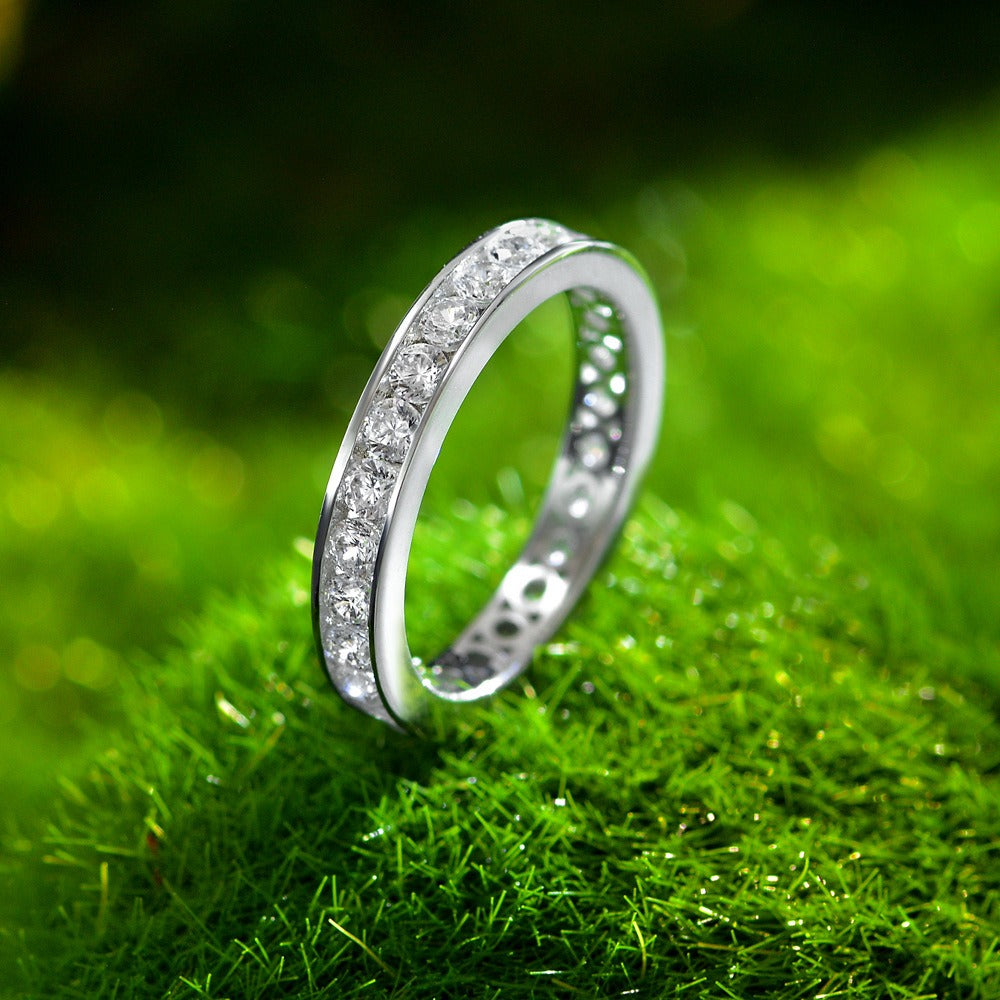 OliyaDesign 2.25mm Round S925 Silver Ring Set With Rubies