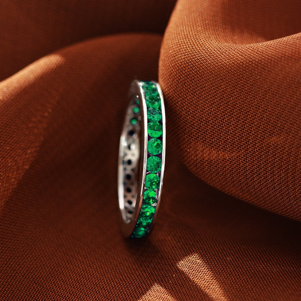 OliyaDesign 2.25mm Round S925 Silver Ring Set With Rubies