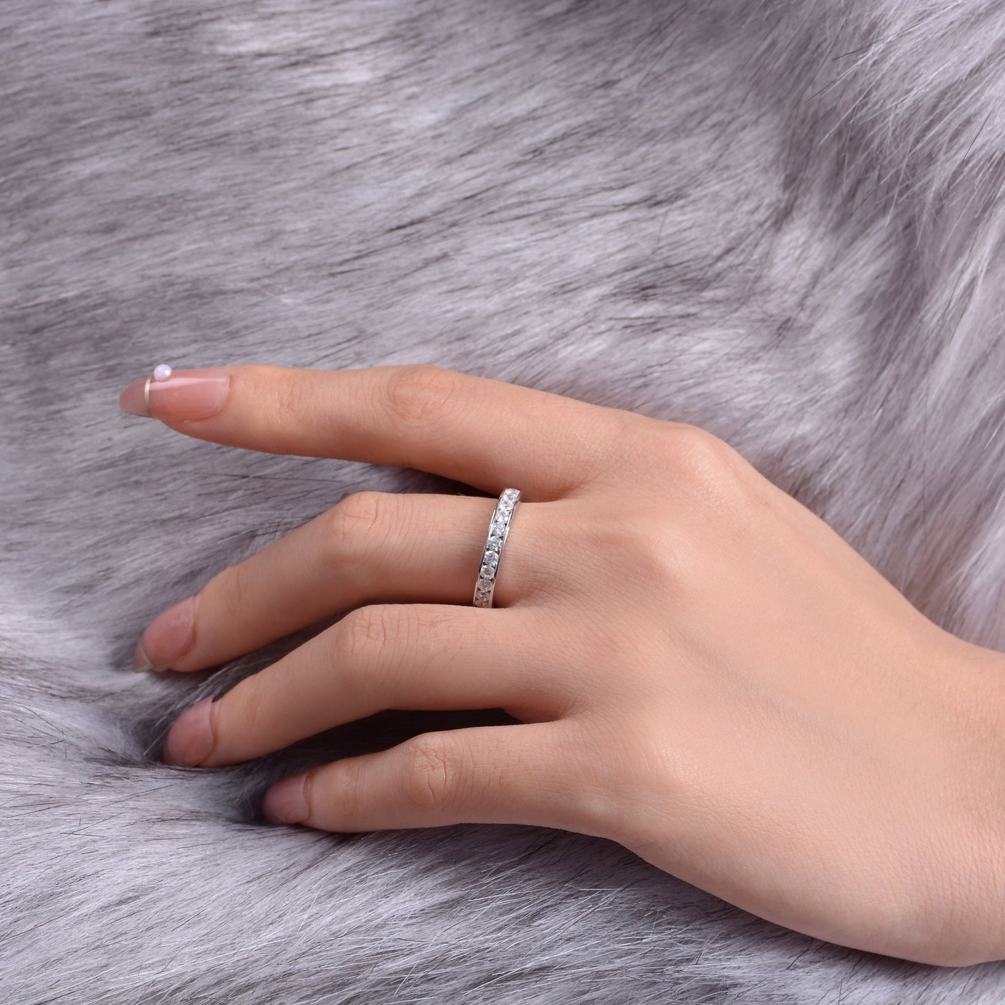 OliyaDesign 2.25mm Round S925 Silver Ring Set With Rubies