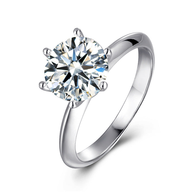 OliyaDesign GRA Certified Women'S Elegant S925 Sterling Silver Six-Prong Set Moissanite Ring.