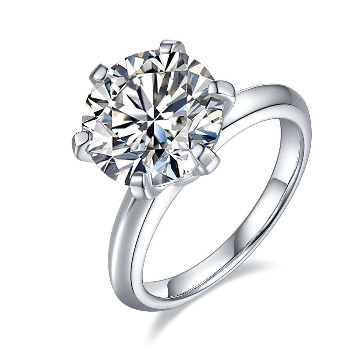 OliyaDesign GRA Certified Women'S Elegant S925 Sterling Silver Six-Prong Set Moissanite Ring.