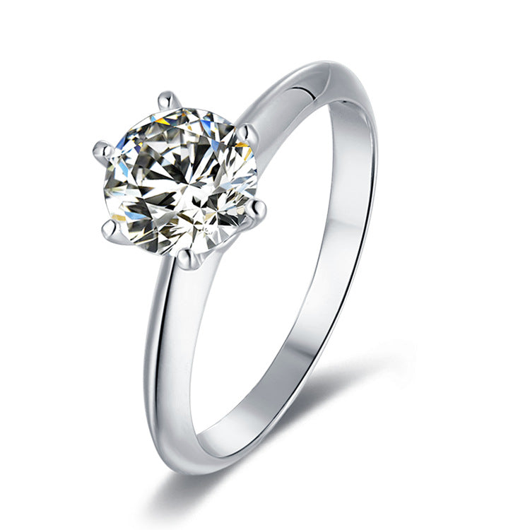 OliyaDesign GRA Certified Women'S Elegant S925 Sterling Silver Six-Prong Set Moissanite Ring.