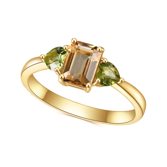 OliyaDesign Fresh And Natural Style Ring With Citrine Gemstone Setting