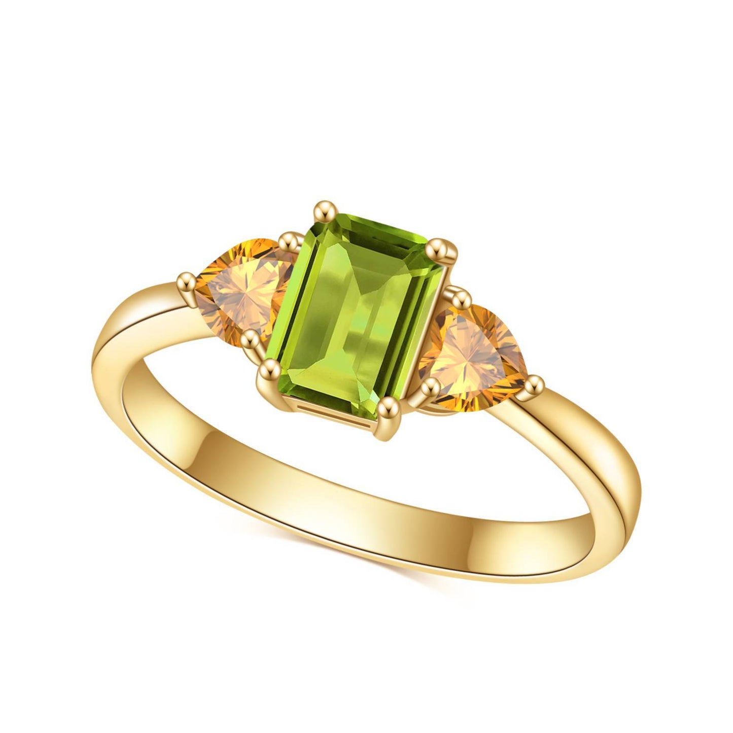 OliyaDesign Fresh And Natural Style Ring With Citrine Gemstone Setting