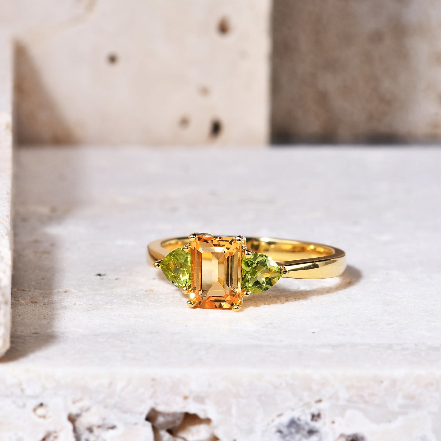 OliyaDesign Fresh And Natural Style Ring With Citrine Gemstone Setting
