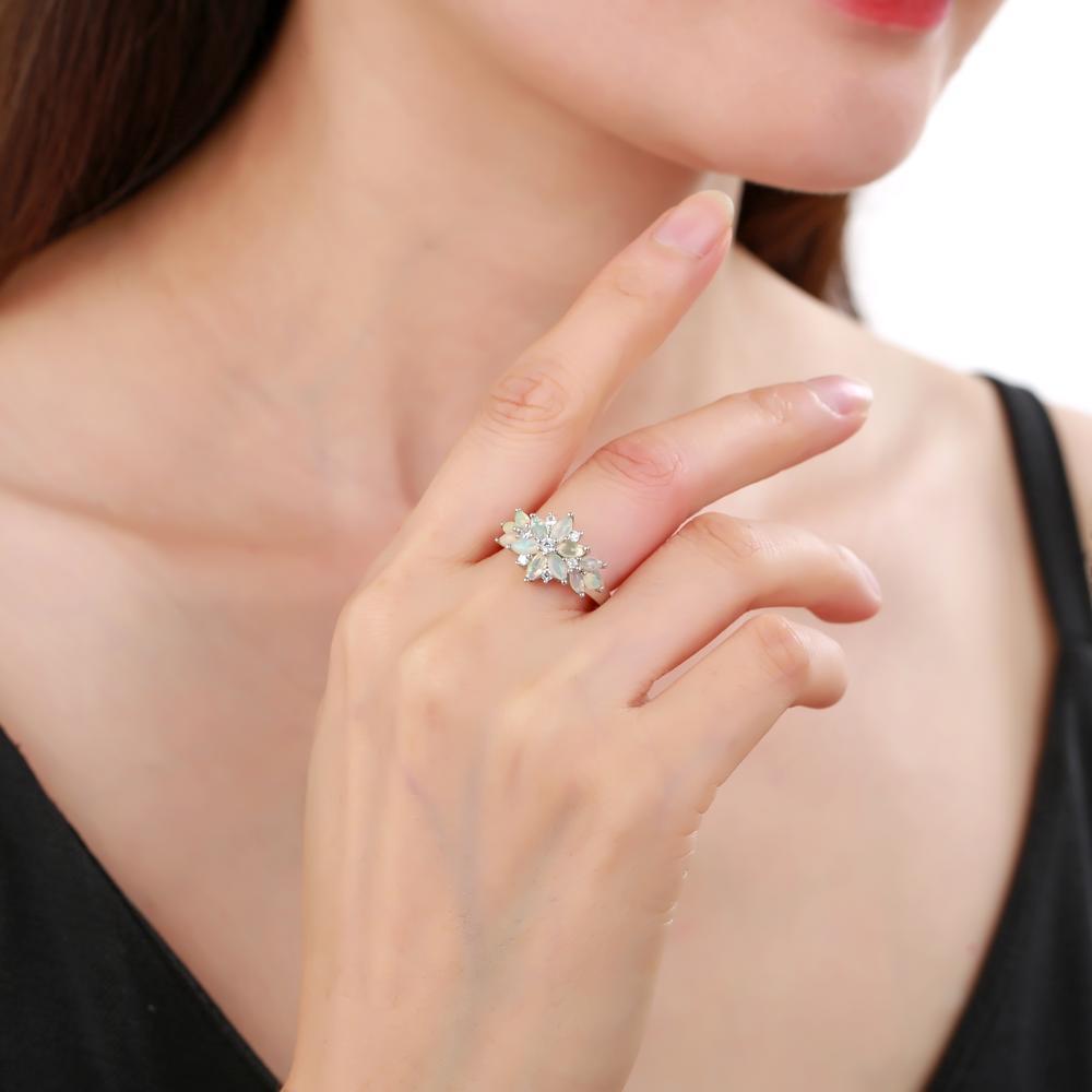 OliyaDesign Luxury, Stylish, High-End Design With Natural Gemstones, S925 Sterling Silver Ring