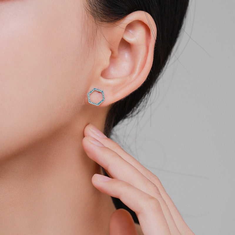 OliyaDesign S925 Sterling Silver High-End Turquoise Stud Earrings