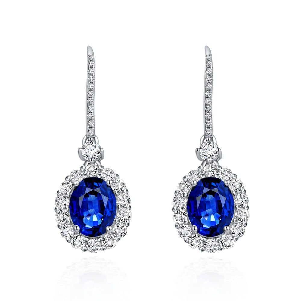 OliyaDesign 2Ct Egg-Shaped 7*9Mm European And American Style Light Luxury 925 Silver Earrings