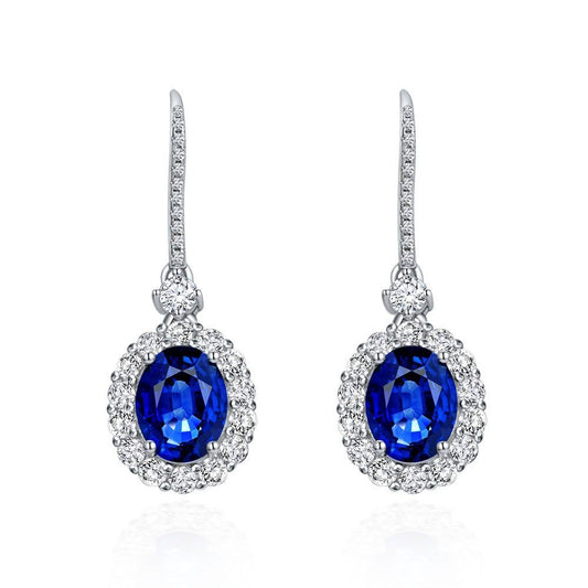 OliyaDesign 2Ct Egg-Shaped 7*9Mm European And American Style Light Luxury 925 Silver Earrings