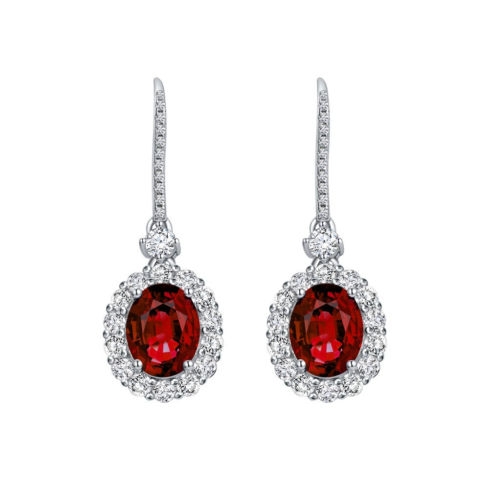 OliyaDesign 2Ct Egg-Shaped 7*9Mm European And American Style Light Luxury 925 Silver Earrings