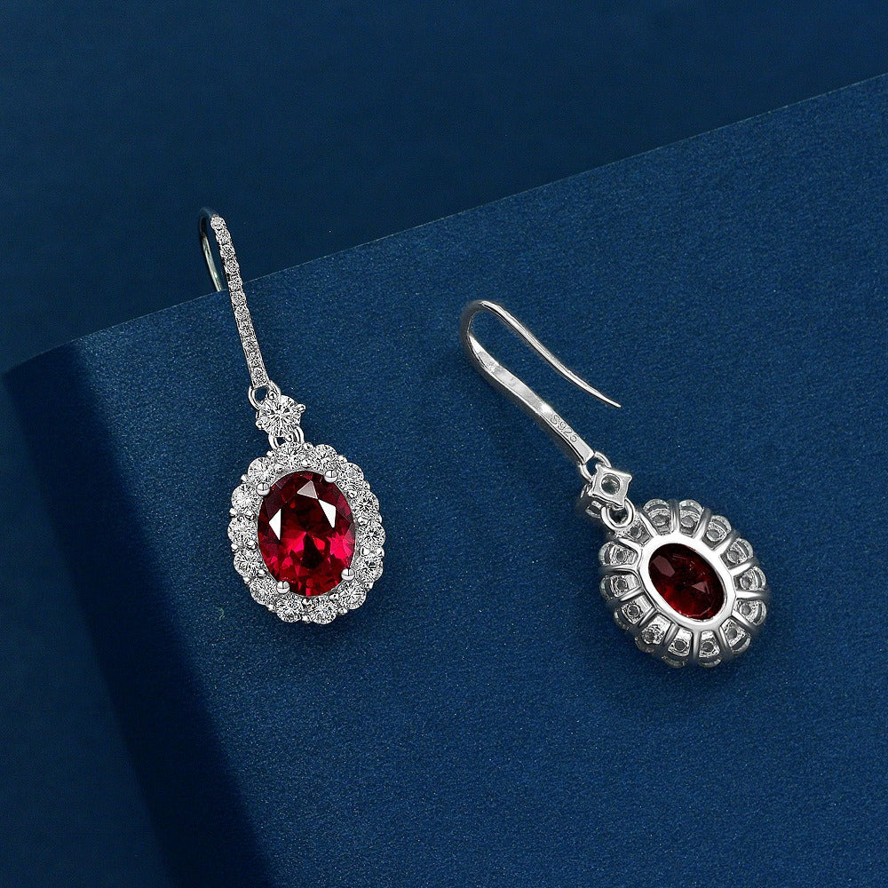 OliyaDesign 2Ct Egg-Shaped 7*9Mm European And American Style Light Luxury 925 Silver Earrings