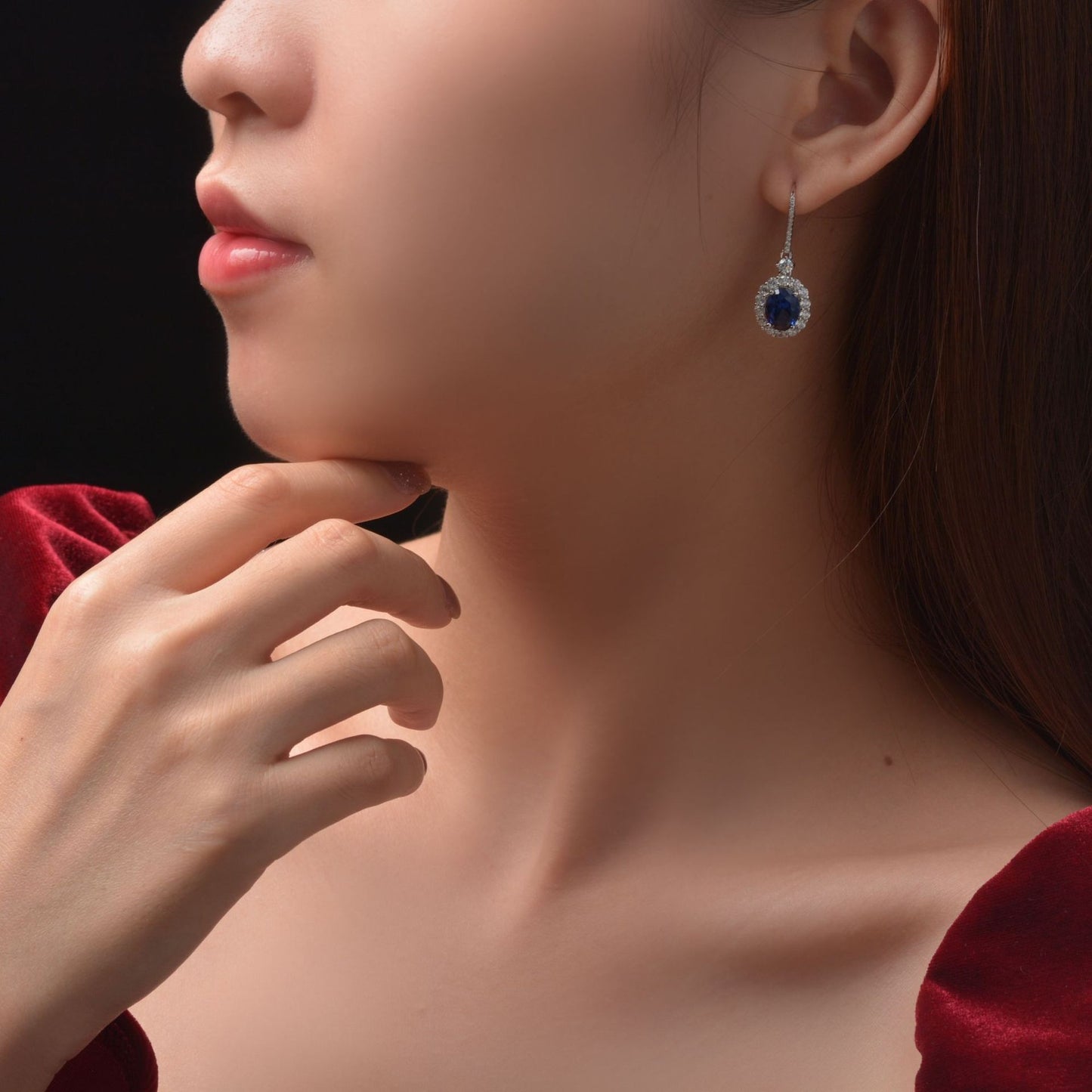 OliyaDesign 2Ct Egg-Shaped 7*9Mm European And American Style Light Luxury 925 Silver Earrings