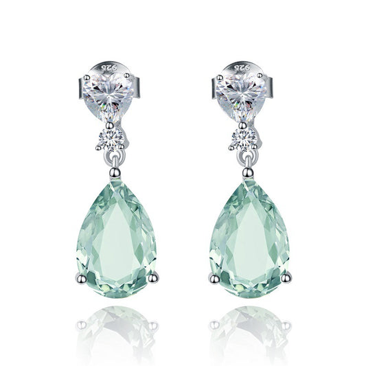 OliyaDesign S925 Sterling Silver Earrings Set With Natural Green And Amethyst Gemstones