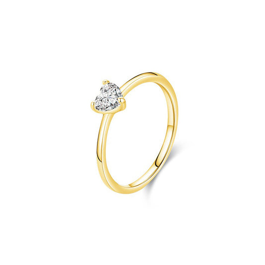OliyaDesign S925 Sterling Silver Women'S Exquisite Heart-Shaped Finger Ring