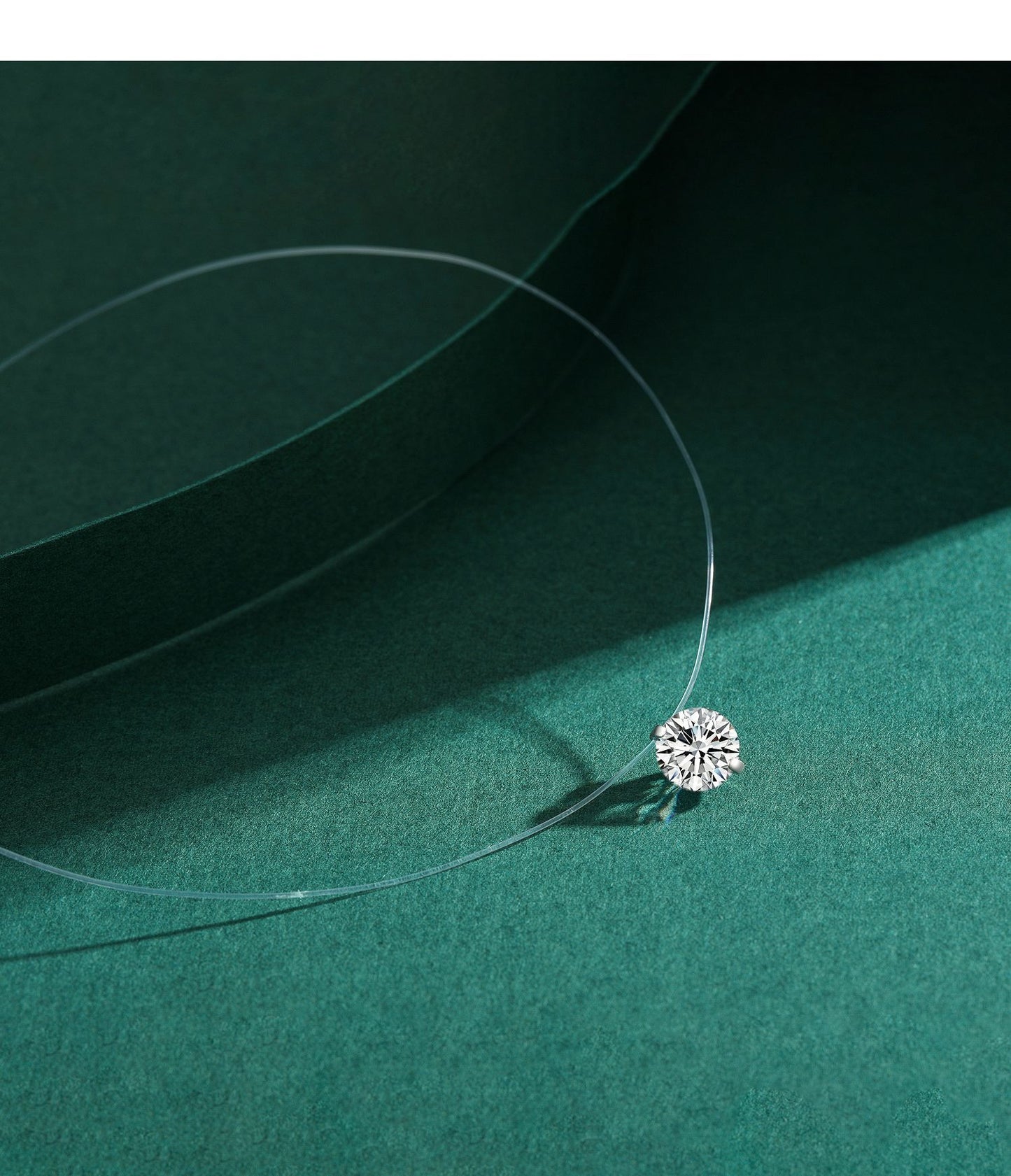 OliyaDesign S925 Sterling Silver Transparent Diamond Necklace