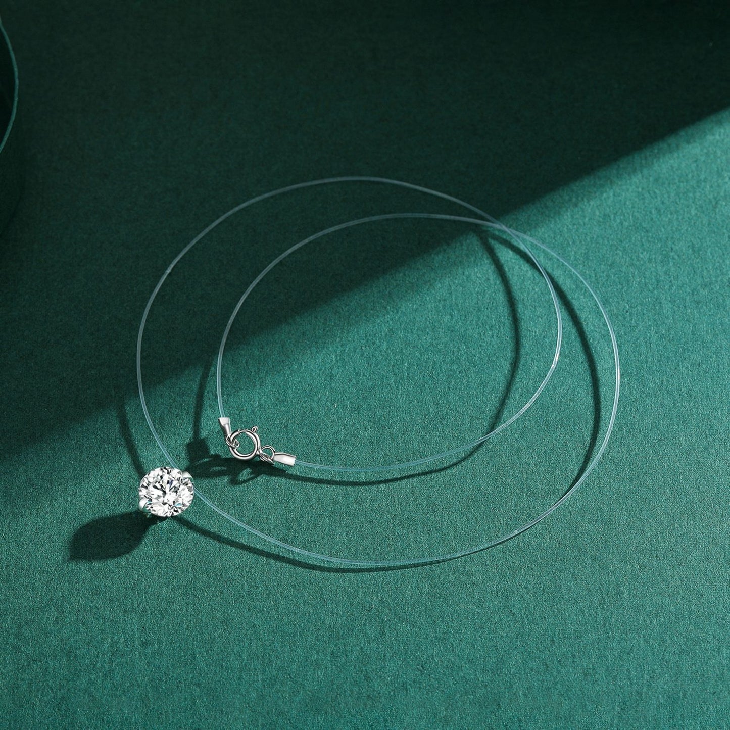OliyaDesign S925 Sterling Silver Transparent Diamond Necklace