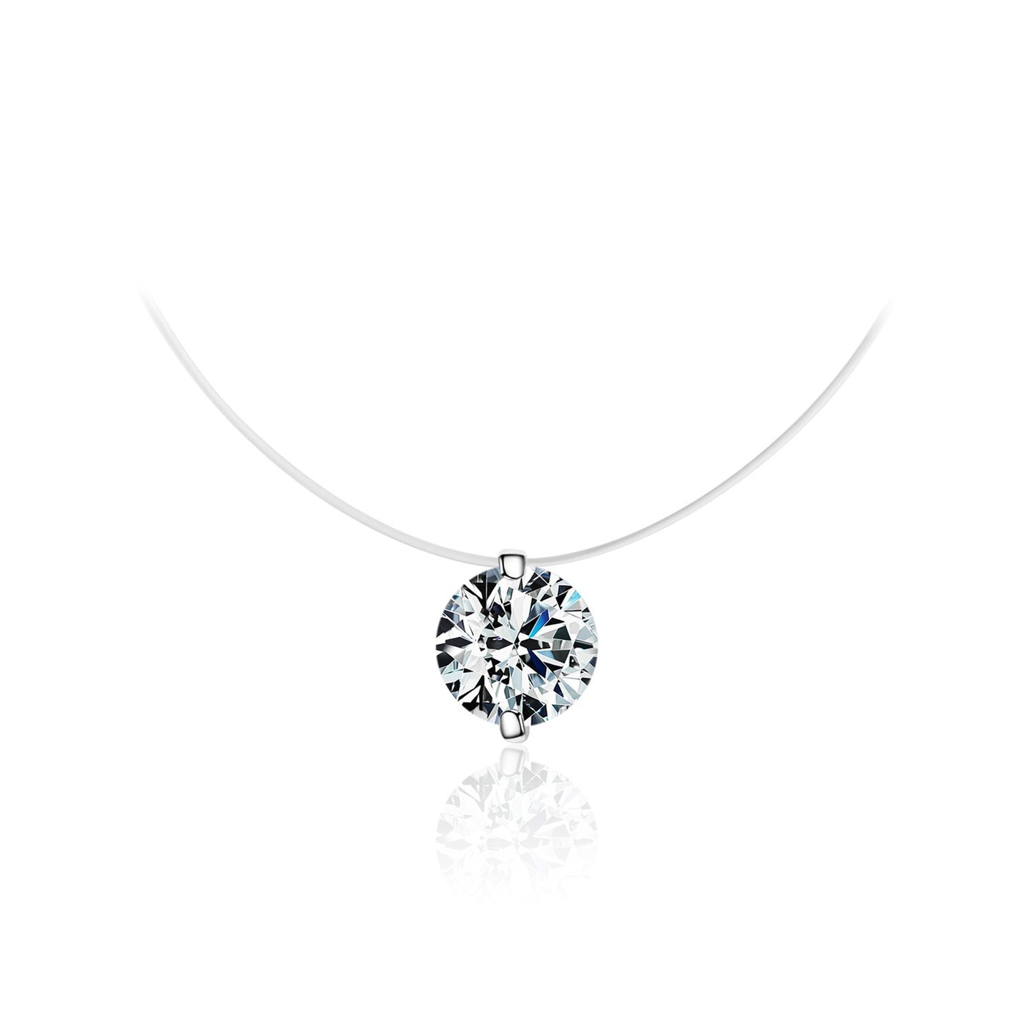 OliyaDesign S925 Sterling Silver Transparent Diamond Necklace