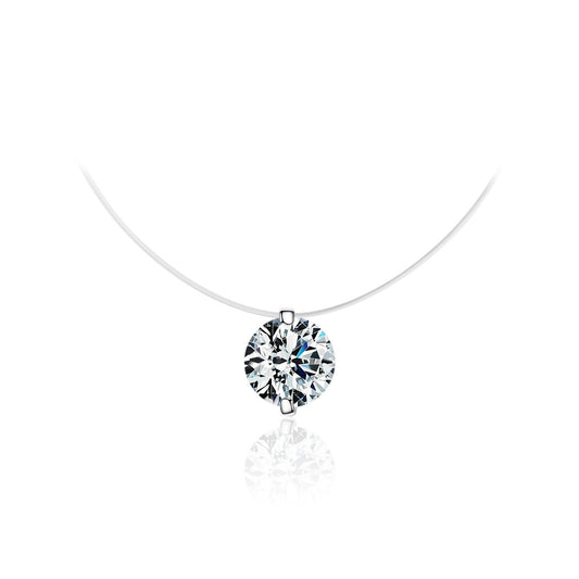 OliyaDesign S925 Sterling Silver Transparent Diamond Necklace