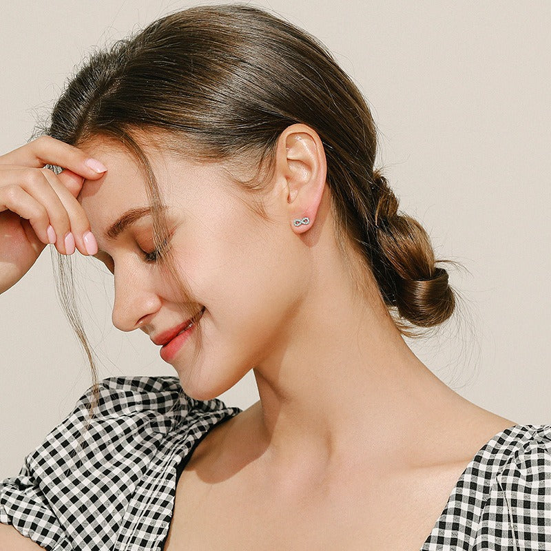 OliyaDesign Infinite Love Symbol Turquoise Stud Earrings