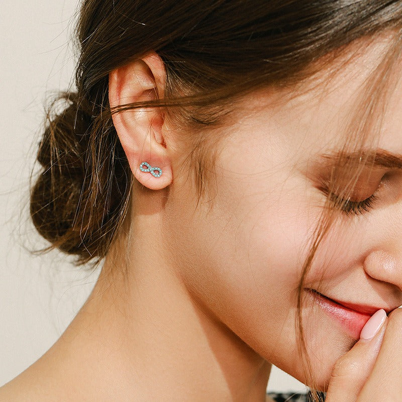 OliyaDesign Infinite Love Symbol Turquoise Stud Earrings