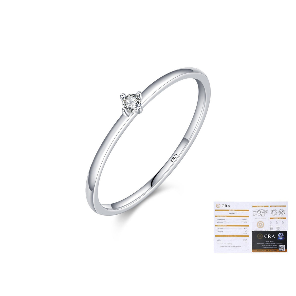 OliyaDesign S925 Sterling Silver Moissanite Diamond Ring