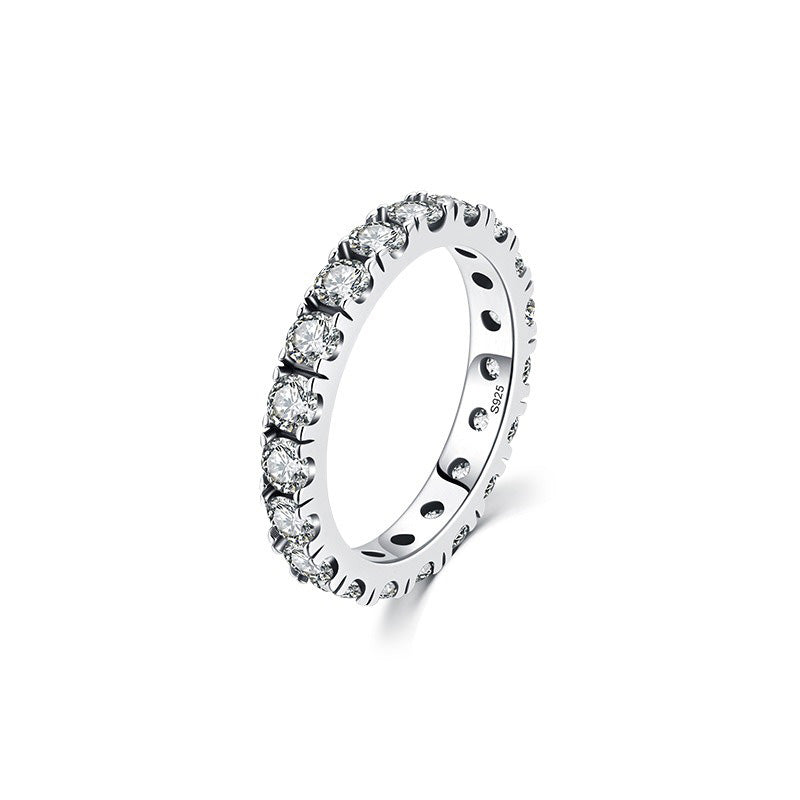 OliyaDesign S925 Sterling Silver Luxury Ring with Full Diamond and Zirconia Palette