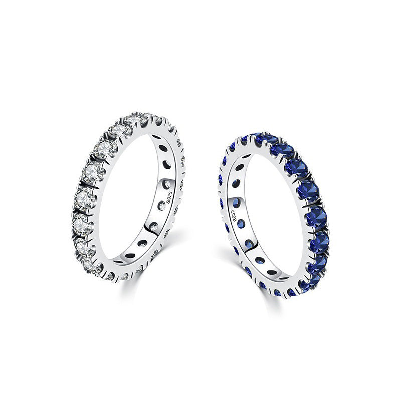 OliyaDesign S925 Sterling Silver Luxury Ring with Full Diamond and Zirconia Palette