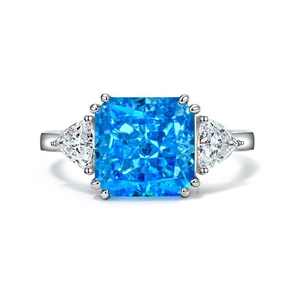 OliyaDesign 5-Carat High-Carbon Diamond Ring, Square-Cut 10*10 Ring