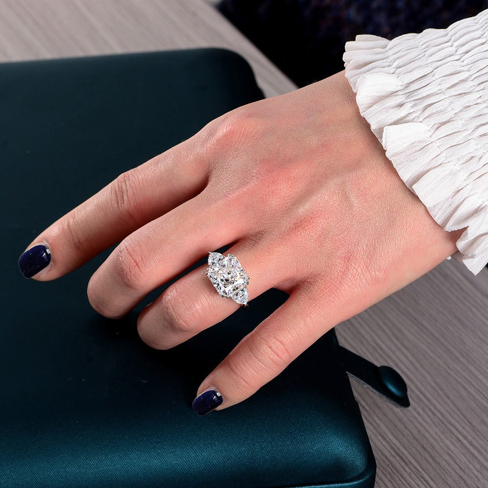 OliyaDesign 5-Carat High-Carbon Diamond Ring, Square-Cut 10*10 Ring