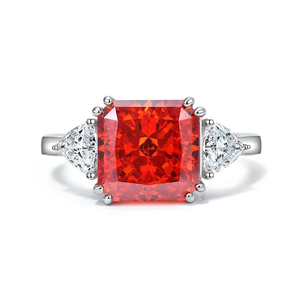 OliyaDesign 5-Carat High-Carbon Diamond Ring, Square-Cut 10*10 Ring