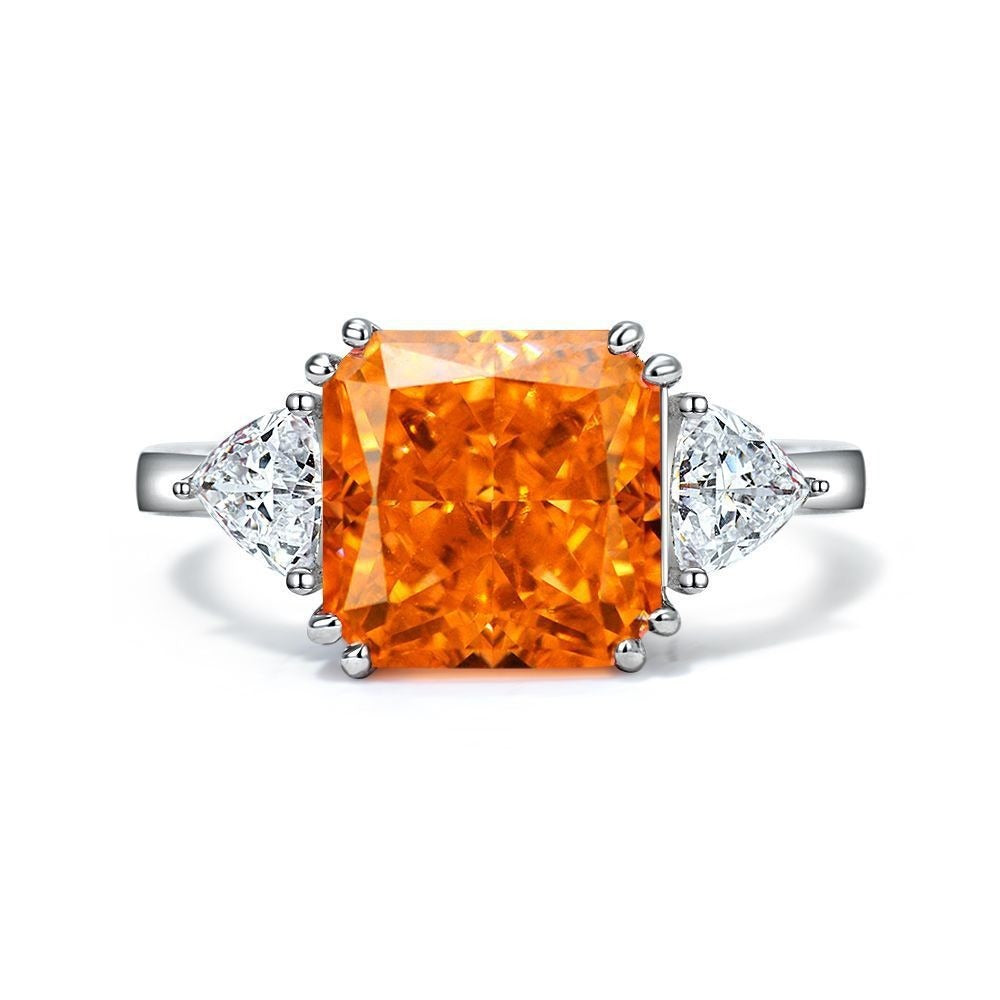 OliyaDesign 5-Carat High-Carbon Diamond Ring, Square-Cut 10*10 Ring
