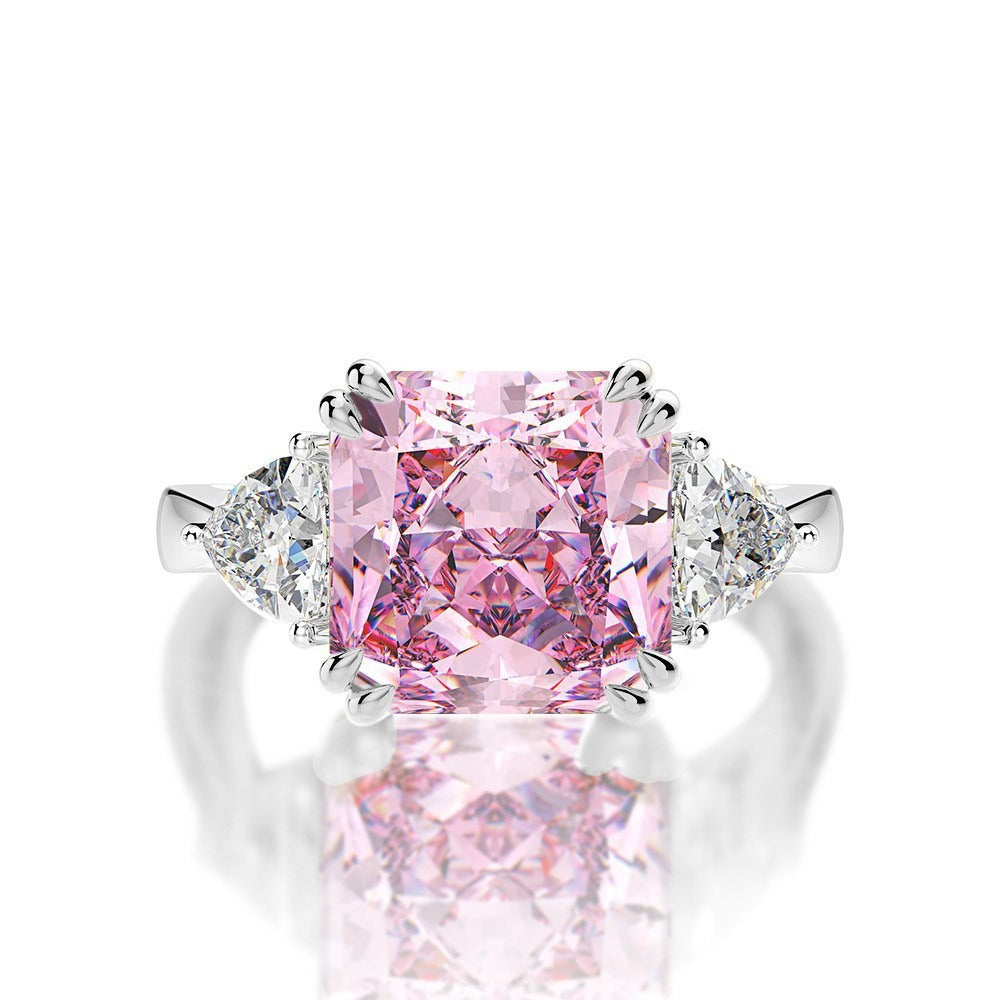 OliyaDesign 5-Carat High-Carbon Diamond Ring, Square-Cut 10*10 Ring