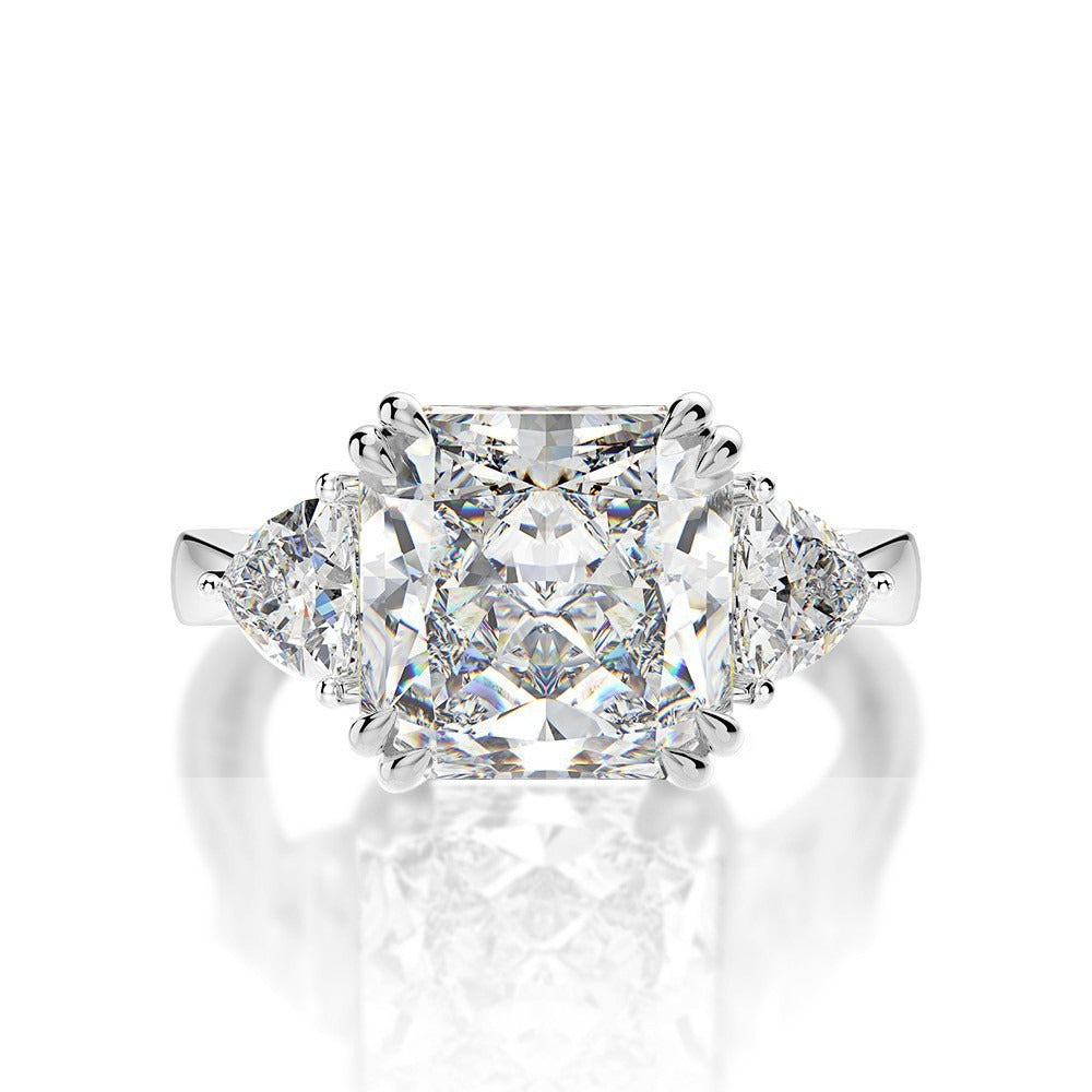 OliyaDesign 5-Carat High-Carbon Diamond Ring, Square-Cut 10*10 Ring