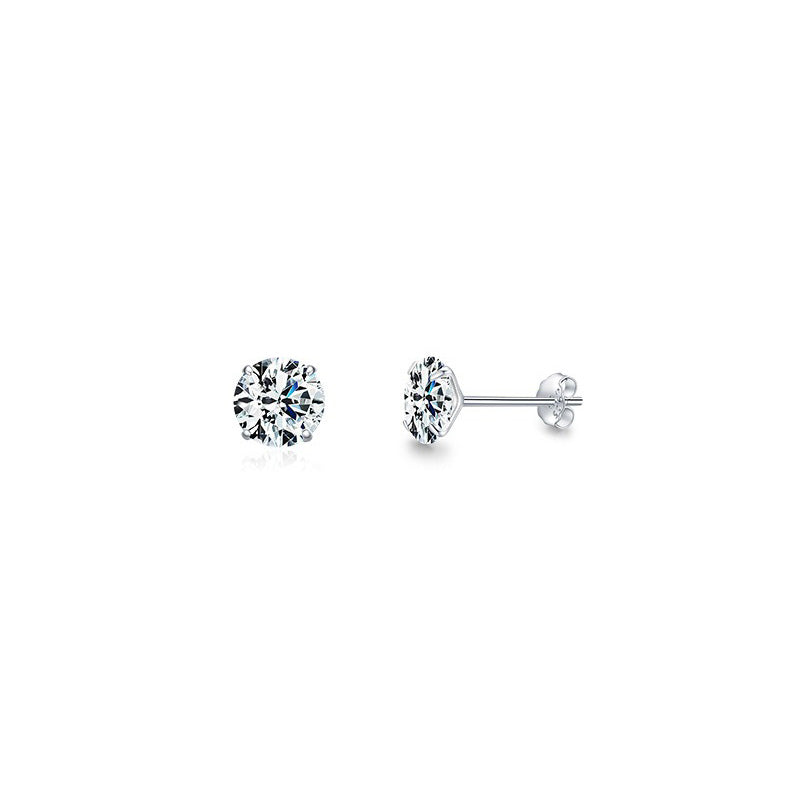 S925 Sterling Silver Extra Sparkling Zirconia Earrings