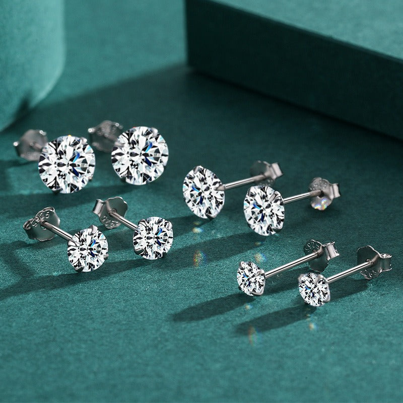 S925 Sterling Silver Extra Sparkling Zirconia Earrings