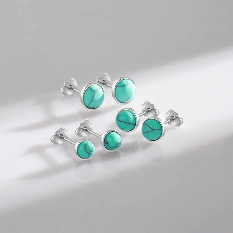 OliyaDesign S925 Sterling Silver Turquoise Stud Earrings