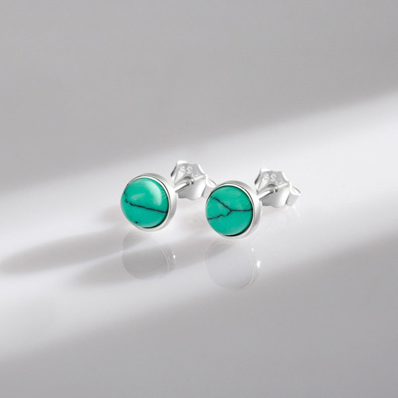 OliyaDesign S925 Sterling Silver Turquoise Stud Earrings