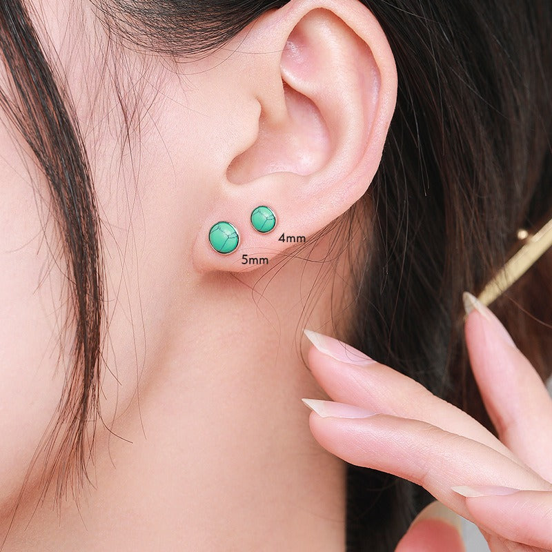 OliyaDesign S925 Sterling Silver Turquoise Stud Earrings