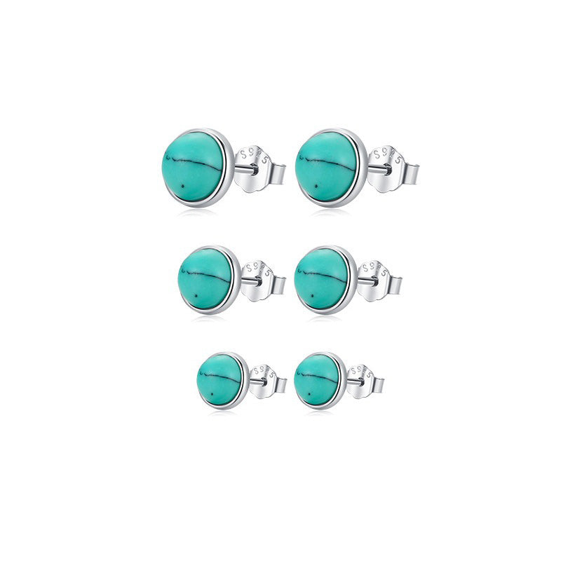 OliyaDesign S925 Sterling Silver Turquoise Stud Earrings