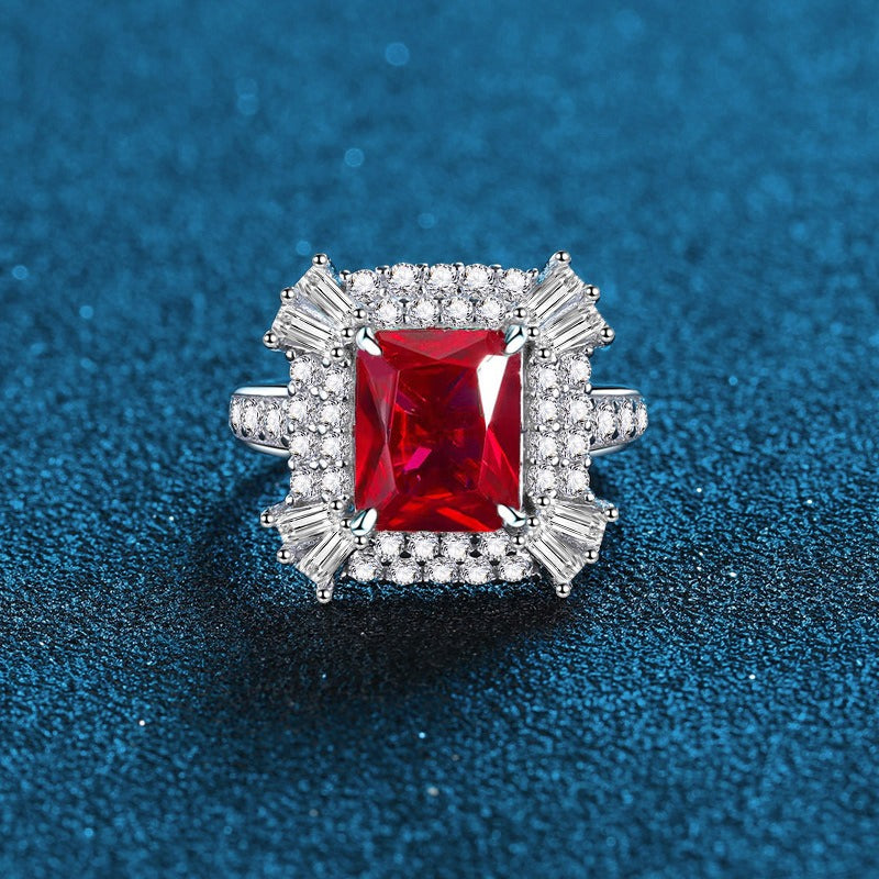 OliyaDesign Simulated 925 Sterling Silver Women's Diamond Ring