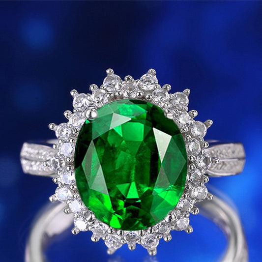 OliyaDesign S925 Emerald Blue Pigeon Blood Red Unique Ring