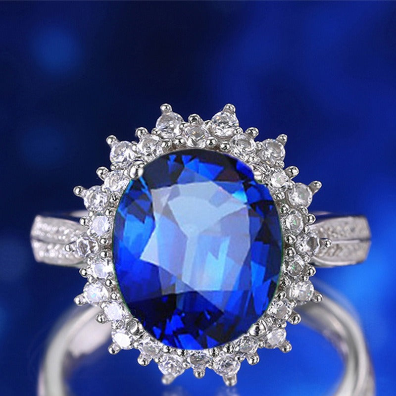 OliyaDesign S925 Emerald Blue Pigeon Blood Red Unique Ring