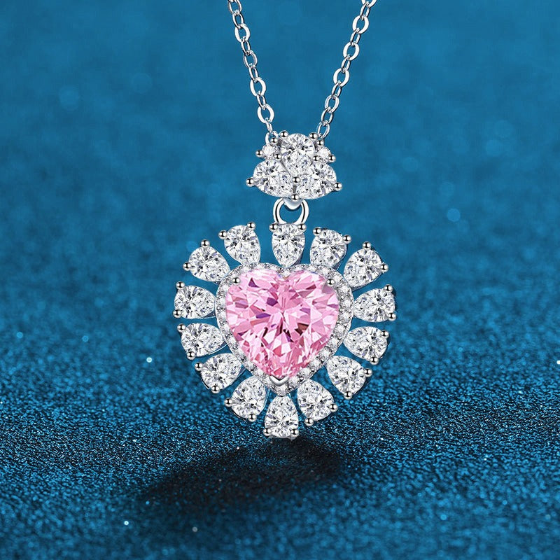 OliyaDesign Heart-Shaped Zircon S925 Silver Pendant