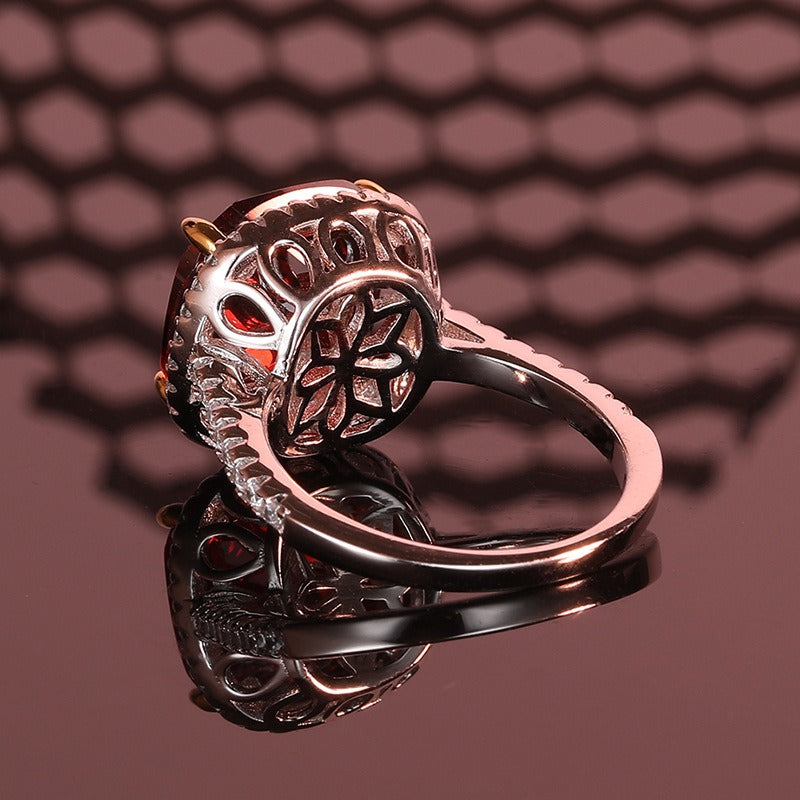 OliyaDesign 13*13 Gemstone 925 Sterling Silver Ruby Ring